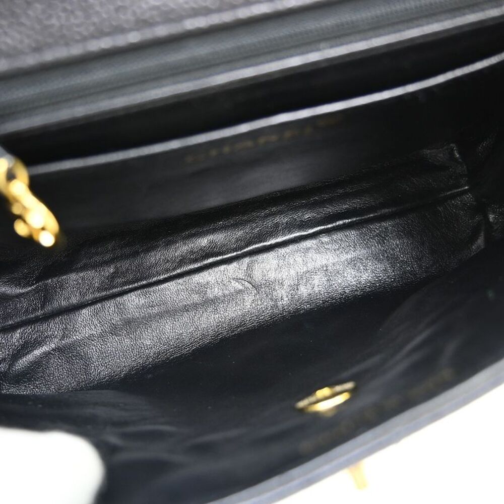 Chanel Vintage Classic Top Handle Flap Bag Quilted Caviar Black Leather Handbag - Picture 3 of 9